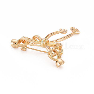 Брошь из латуни с прозрачным кубическим цирконием KK-S356-612-NF-1