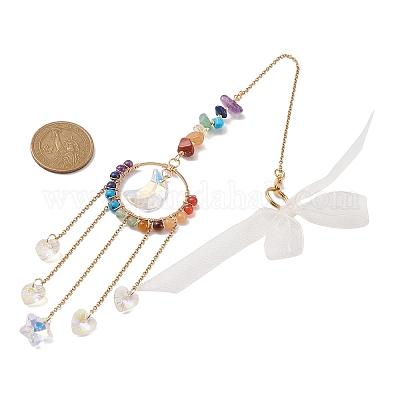 Стеклянный кулон в форме сердца/звезды/луны HJEW-JM01209-1