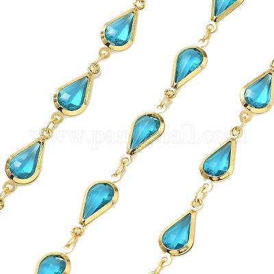 Латунные стеклянные каплевидные звенья цепи CHC-R001-04G-01-1