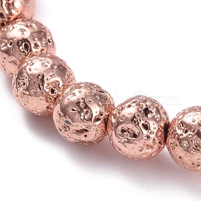 Гальванические браслеты из натурального вулканического камня BJEW-G623-01RG-6mm-1