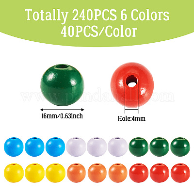 240шт 6 цвета натуральные деревянные бусины WOOD-TA0002-74A-1