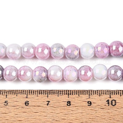 Гальванические непрозрачные стеклянные бусины EGLA-T026-8mm-05H-1