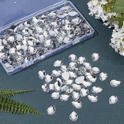 250 шт. имитация тайваньских граненых каплевидных акриловых стразов с плоской задней частью кабошоны GACR-FG0001-06-1