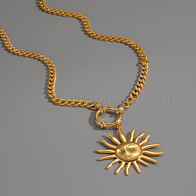Женские ожерелья с подвеской в виде улыбающегося лица и солнца из нержавеющей стали 304 в европейском стиле YY1418-1