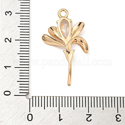 Латунные микропаве прозрачные подвески с фианитом ZIRC-U003-01G-04-1