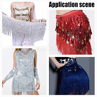 10 ярд полиэфирной кружевной ленты с кисточками DIY-WH0430-569A-1