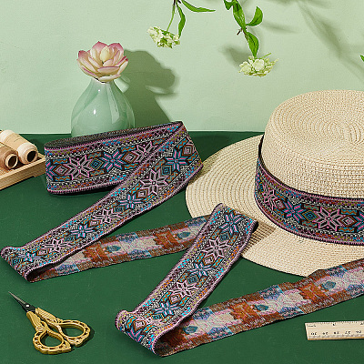 Жаккардовые ленты из полиэстера и цветов в этническом стиле длиной 7 м. OCOR-WH0091-72A-01-1