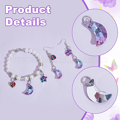 24 шт. 3 стиля подвески в виде стеклянной обуви в виде звезды PALLOY-PH01715-1