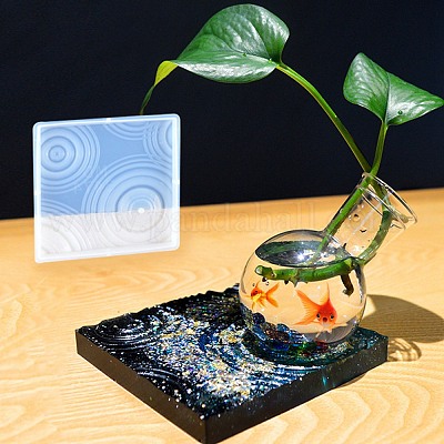 Diyの正方形の波紋効果ディスプレイベースのシリコンモールド レジン型