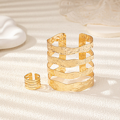 Наборы из многослойных браслетов-манжет и колец-манжет из сплава FS-WG89442-01-1