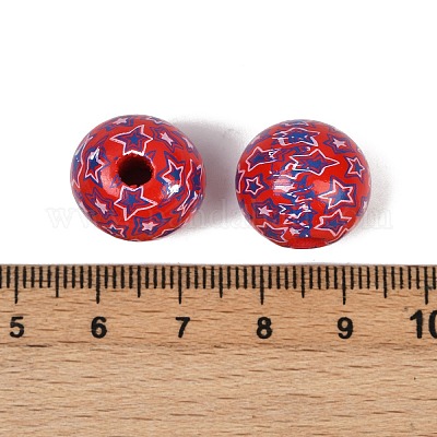 Тема Дня независимости деревянные европейские бусы WOOD-Z005-01-1