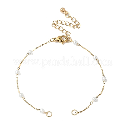 АБС имитация жемчуга бисерные цепочки браслеты изготовление AJEW-JB01351-1