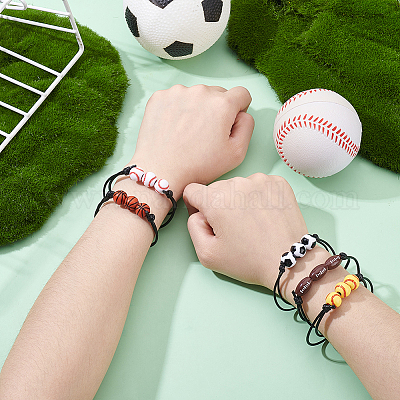 20шт 5 стиля браслеты из акриловых бусин в спортивной тематике для мужчин и женщин BJEW-GA0001-19-1