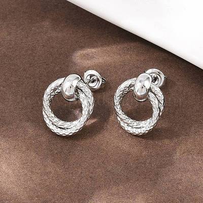 Серьги-гвоздики с текстурированными кольцами из нержавеющей стали 304 EJEW-P324-04P-1