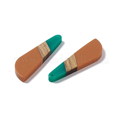 Большие подвески из непрозрачной смолы и орехового дерева RESI-M027-07J-1