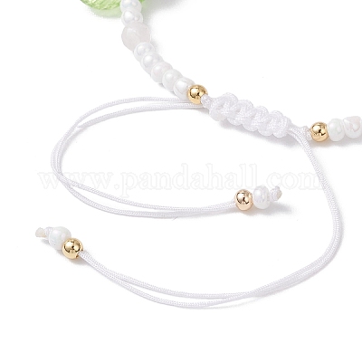 Браслеты из стеклянных бусин и плетеных бусин из смолы для женщин BJEW-MZ00237-1