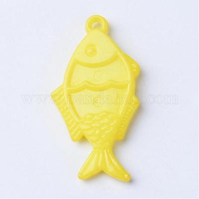 オペークアクリルパーツ  魚  ミックスカラー  44x23x5mm  穴：2.5mm  約217個/500g&nbsp;SACR-S202-20-1