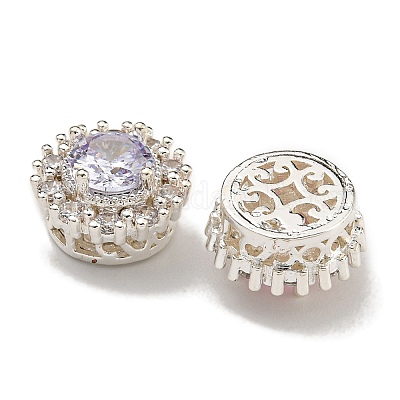 Латунные микро проложить кубического циркония бусы KK-U037-06P-1