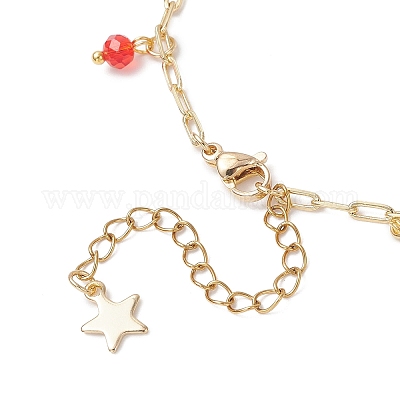 Рождественские браслеты на ногу из латуни с подвесками в виде снежинки AJEW-AN00753-1