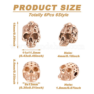 6 шт. 6 бусины из нержавеющей стали 304 STAS-PJ0001-28-1