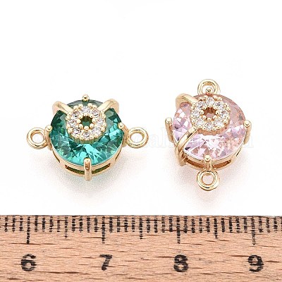 Полукруглые подвески-соединители из латуни с паве из кубического циркония KK-T078-28G-1