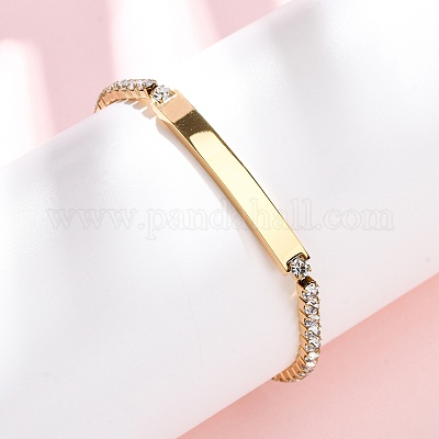 Браслеты-цепочки из нержавеющей стали 304 со стразами BJEW-G753-02G-03-1