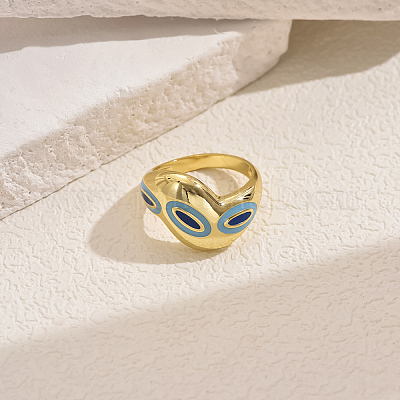 Крупные толстые кольца с широкой полосой из латуни и эмали для женщин TW3756-3-1