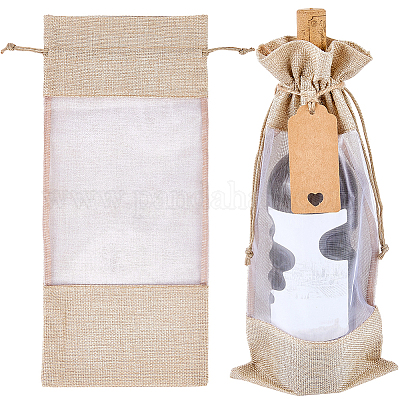 Мешочки для хранения винных бутылок из джутовой ткани ABAG-WH20018-15B-1