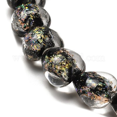 Нити стеклянных бусин из дихроичной фольги ручной работы DICH-U001-03A-1