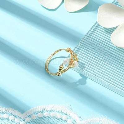 Кольцо на палец с жемчугом-ракушкой RJEW-TA00115-1