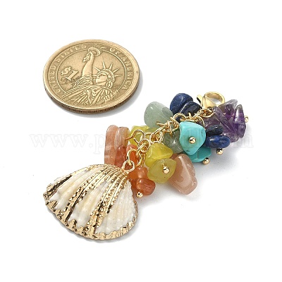Гальванические подвесные украшения в виде ракушек HJEW-TA00070-01-1