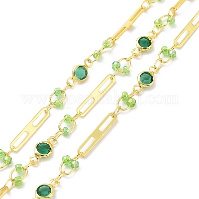 Настоящие овальные и плоские круглозвенные цепи из латуни с покрытием из 18-каратного золота CHC-F844-10B-1