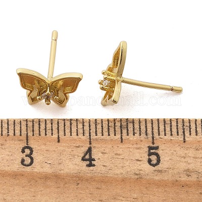 Серьги-гвоздики в форме бабочки из латуни EJEW-R016-19G-1