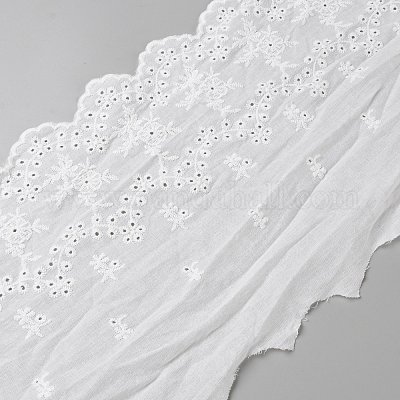 Хлопковая вышивка с волнистым краем цветочного узора DIY-WH0568-14-1