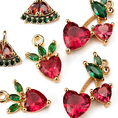 6шт латунные микропаве красочные кубические циркониевые подвески KK-LS0001-39-1