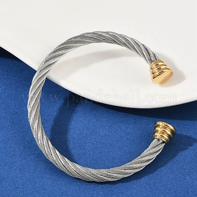 Браслеты-манжеты из нержавеющей стали 304 BJEW-M136-01C-PG-1
