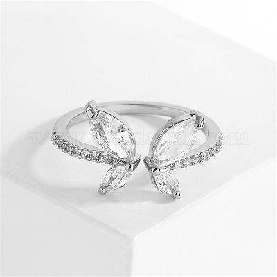 Кольца-манжеты из латуни с микропаве из кубического циркония в виде бабочки WG9662B-01-1