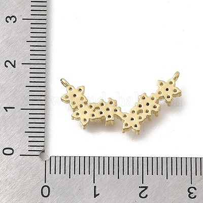 Латунные подвески-соединители с микропаве из прозрачных кубических цирконий в форме цветка KK-D431-072G-1