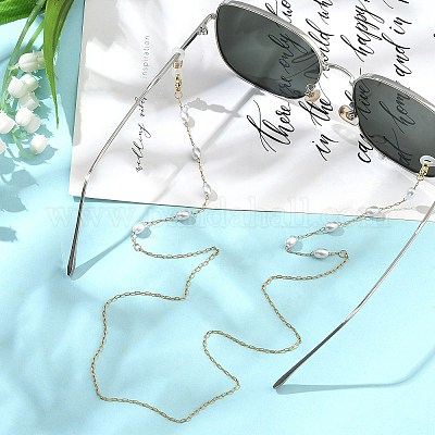 Цепочки для очков из нержавеющей стали 304 и искусственного жемчуга ABS с овальными звеньями AJEW-EH00401-1