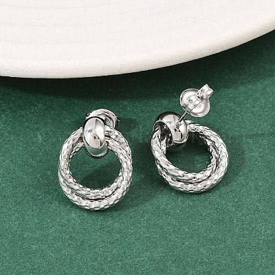 Серьги-гвоздики с текстурированными кольцами из нержавеющей стали 304 EJEW-P324-04P-1