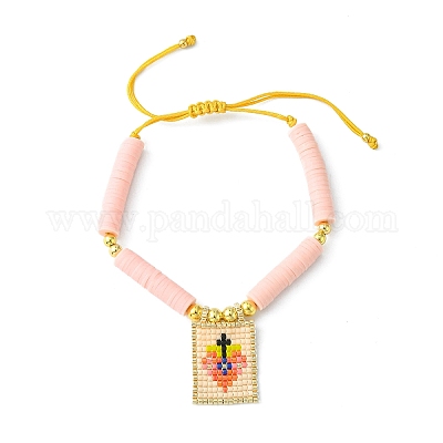 Прямоугольный браслет-подвеска Миюки со стеклянным семенем BJEW-MZ00037-01-1