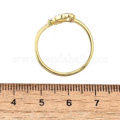 Латунные кольца-манжеты с микропаве и прозрачным цирконием для женщин RJEW-H247-01G-1