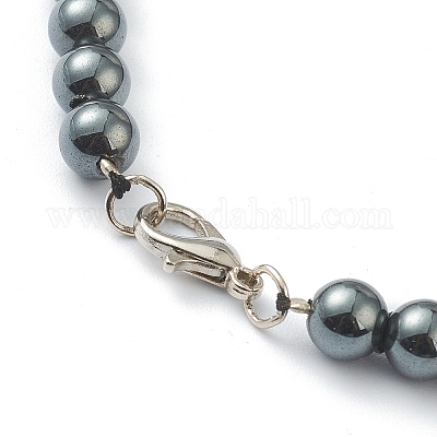 Однослойные ожерелья из немагнитного синтетического гематита и бирюзовых бусин NJEW-H307-01A-1