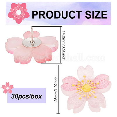 Канцелярская кнопка в форме сакуры AJEW-BC0004-06-1