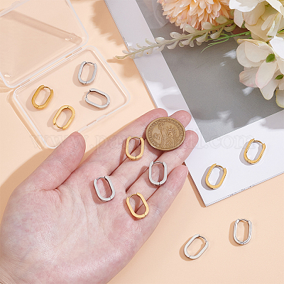 6 пара сережек-колец Huggie Hoop из нержавеющей стали 304 двух цветов EJEW-UN0003-11-1