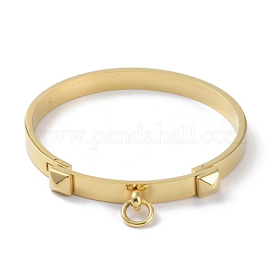 Кольцо с вакуумным покрытием pvd с квадратными браслетами из нержавеющей стали 304 BJEW-G700-04G-1