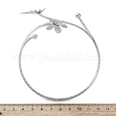 Браслеты-манжеты из цветочного сплава для девушек и женщин AJEW-A063-01G-P-1