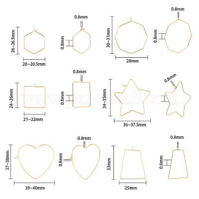 36 шт. 6-х стилевые латунные серьги-кольца KK-FH0005-44-1