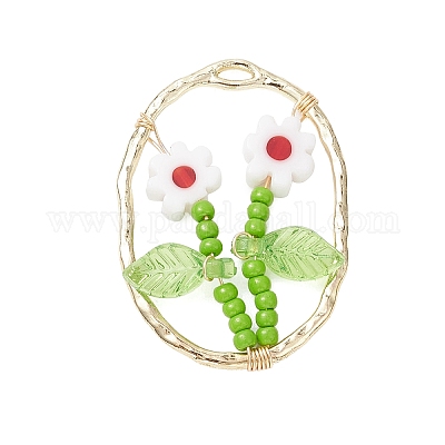 Подвески из стеклянного бисера и стекла миллефиори ручной работы PALLOY-MZ00901-06-1