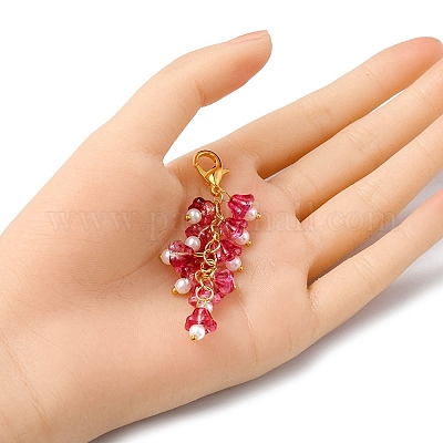 Труба цветок стеклянный кулон украшения HJEW-YW0001-02D-1